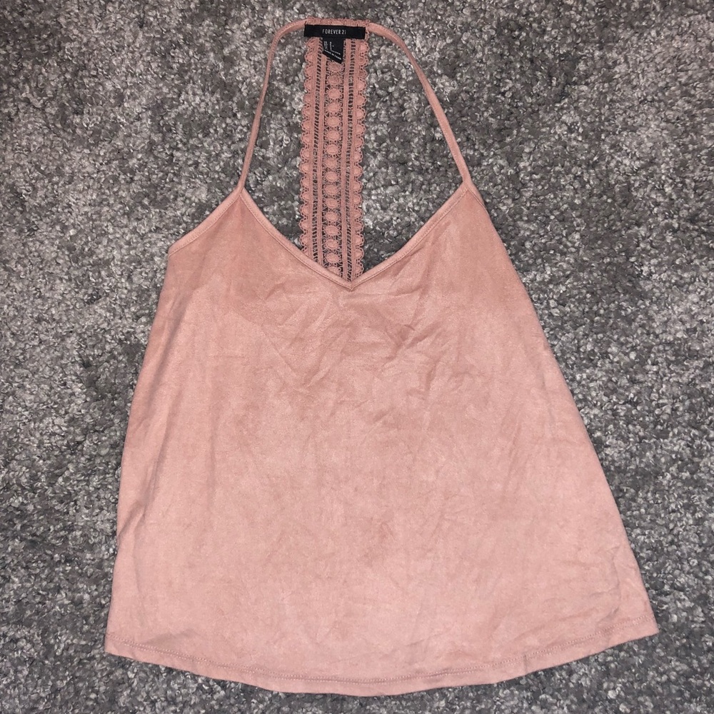 light pink forever 21 tank top with back design